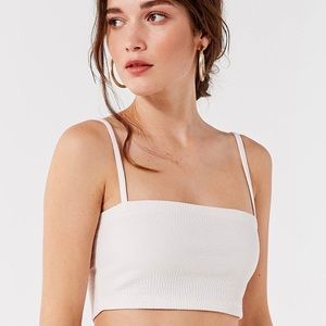 Urban Outfitters Out From Under Black Straight Neck Thick Strap Ribbed Crop Top